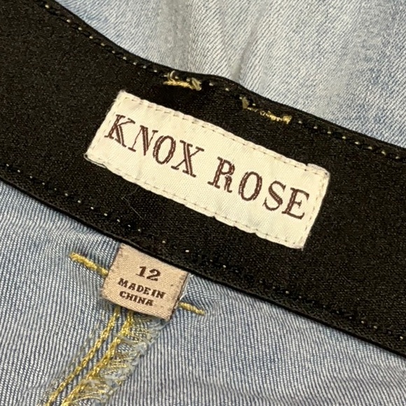 KNOX ROSE Embroidered Rainbow Southwestern Stripe Jeans 12 Light Wash EUC - Picture 3 of 11